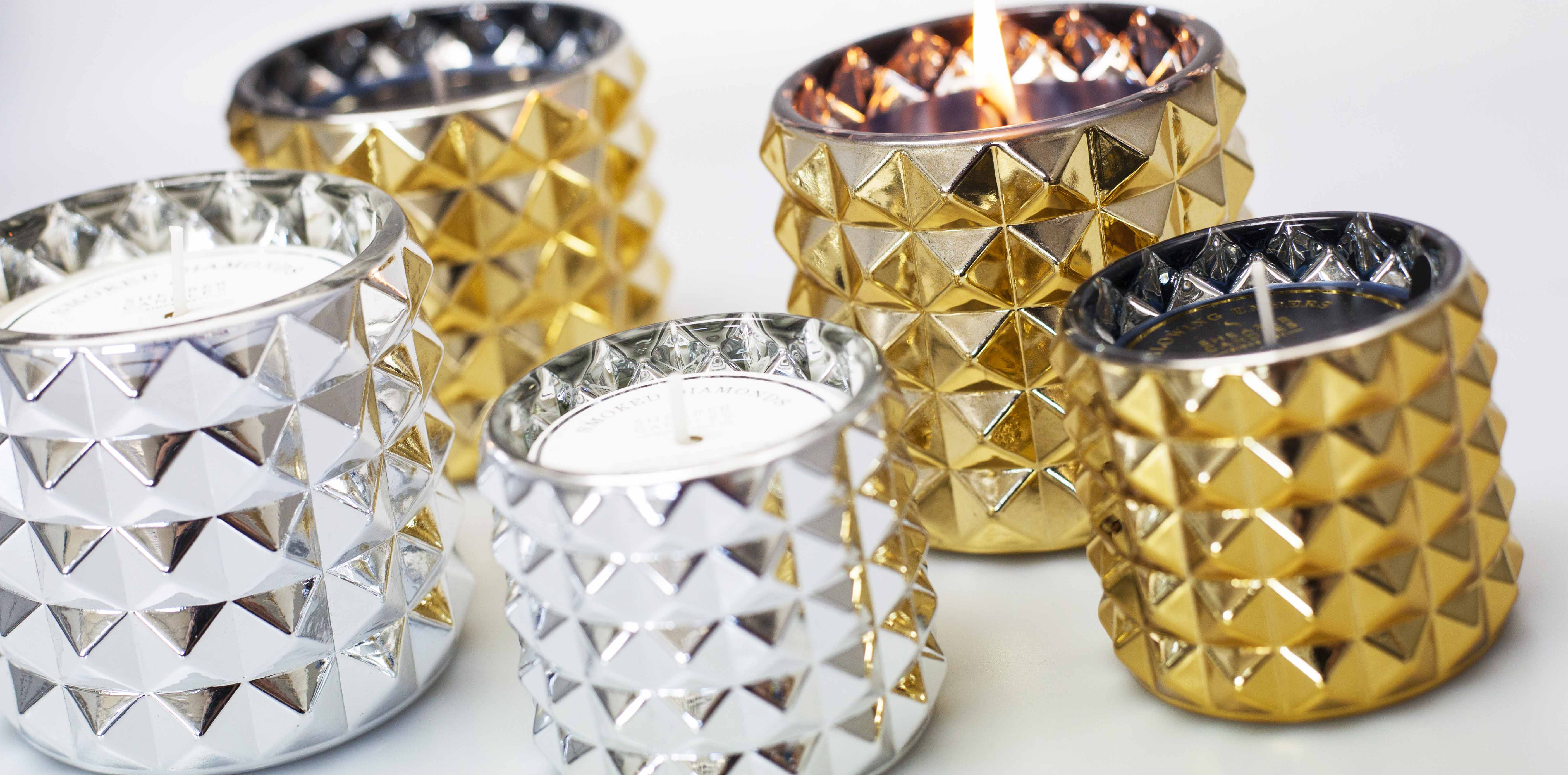 gold and silver spiked vessel candles