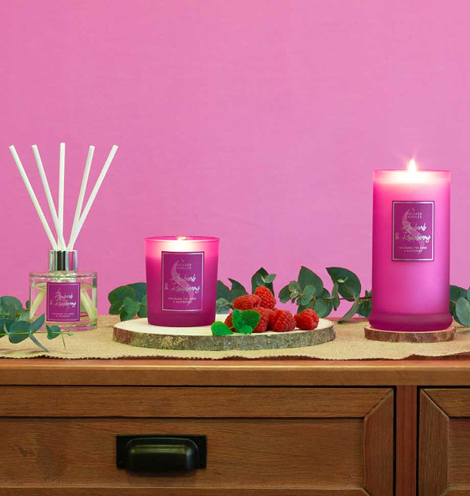 Rhubarb and Raspberry Tall Pillar Jar Candle