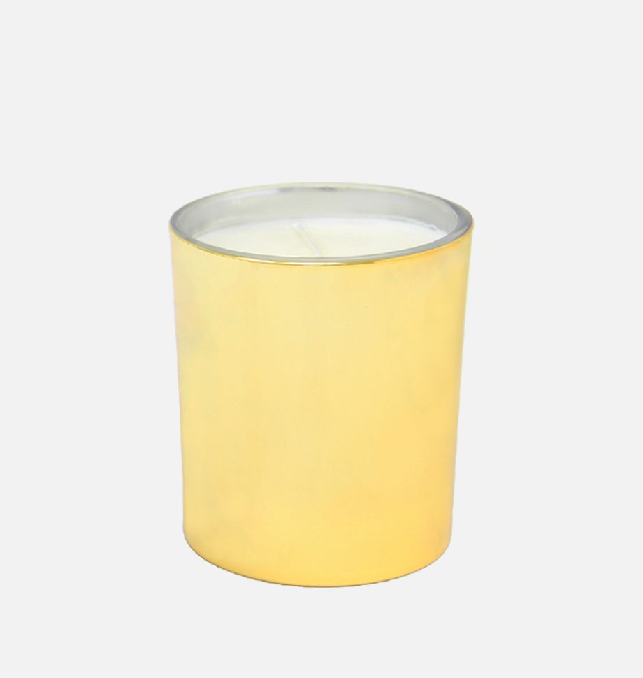 gold candle in jar